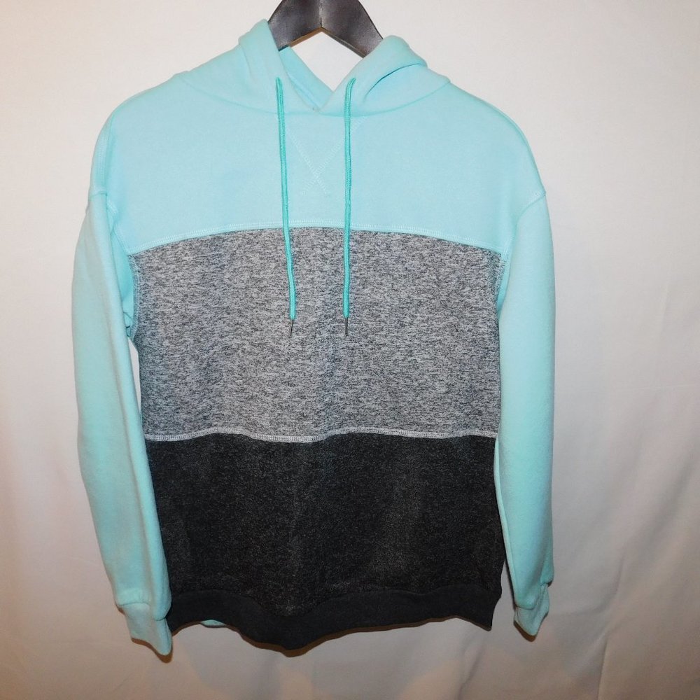 C. Cline Hoodie NWT Aqua Black & Gray Size Large - Picture 1 of 11